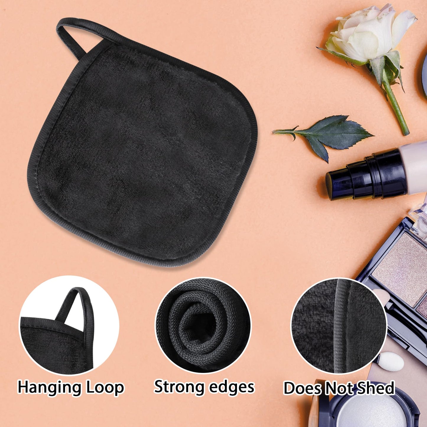 Reusable Makeup Remover Cloths, 12-Pack 6"x6" Microfiber Face Wash Towels with Mesh Bag, Soft & Gentle for Face Cleansing, Grey