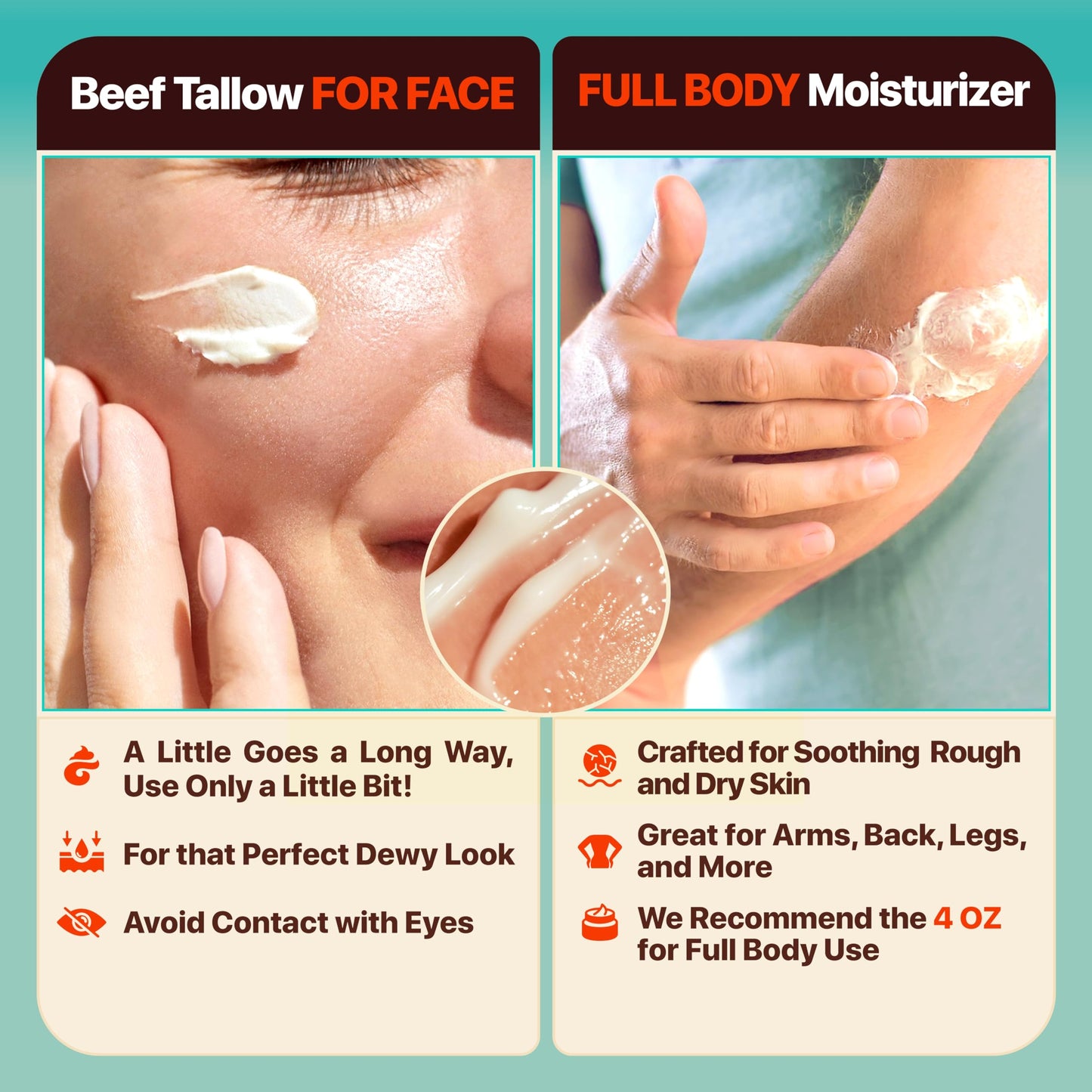 Meadow Bliss Whipped Beef Tallow Moisturizer - 100% Grass-Fed, Organic Jojoba & Shea, Eczema & Rosacea Relief, Citrus Breeze 4 oz