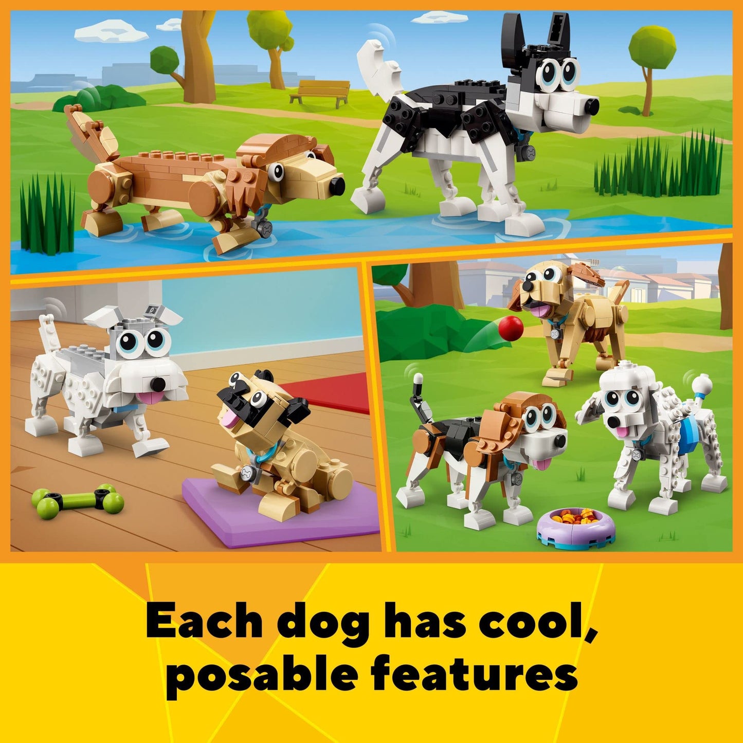 LEGO Creator 3 in 1 Adorable Dogs Building Toys - Pretend Play Toys for Girls & Boys, Ages 7+ Years - Kids Learning & Educational Sets - Gift Ideas - 31137