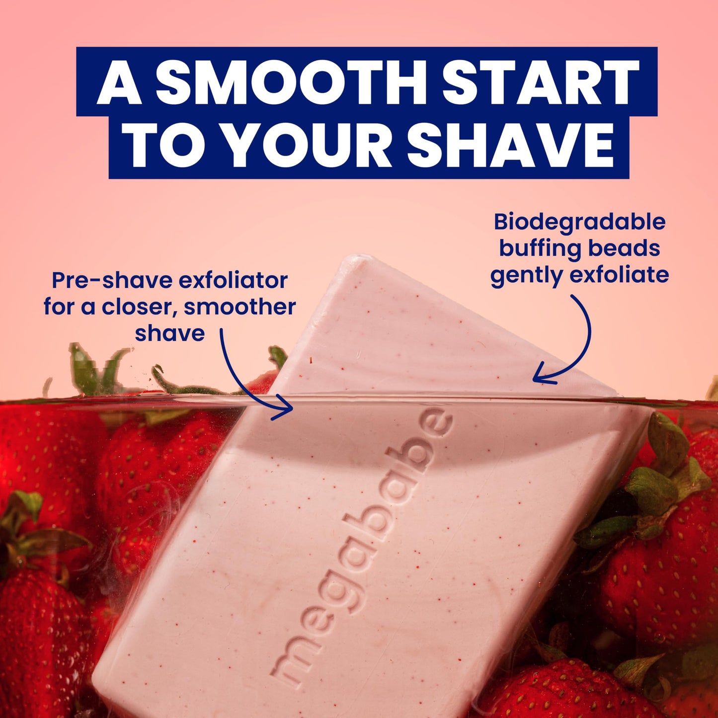 Megababe Bumpy Bar | Pre-Shave Exfoliating Scrub | with Shea Butter, Strawberry Fruit Extract & Ceramides | 4.5 oz