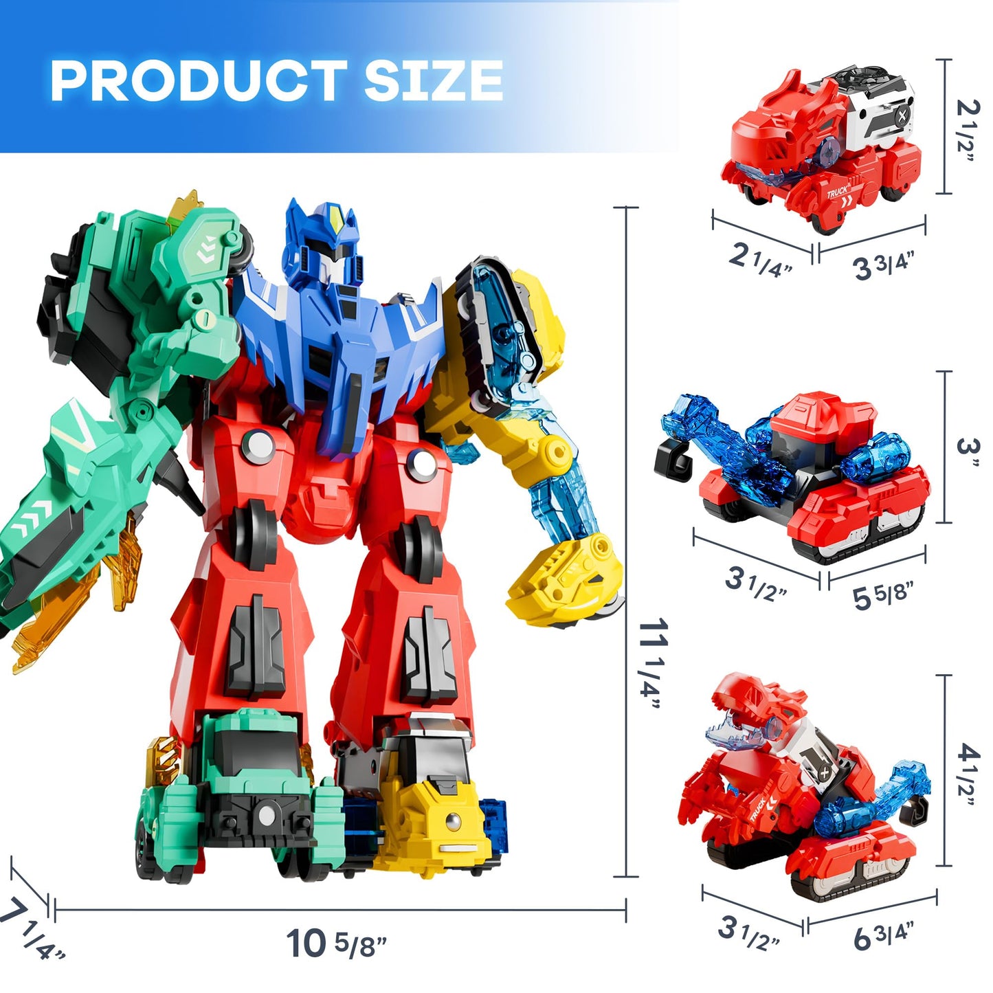 iPlay iLearn Kids Dinosaur Transforming Robot Toy – Magnetic STEM Trucks Turn into Dinosaurs, Educational Learning & Birthday Gift for Ages 3-8