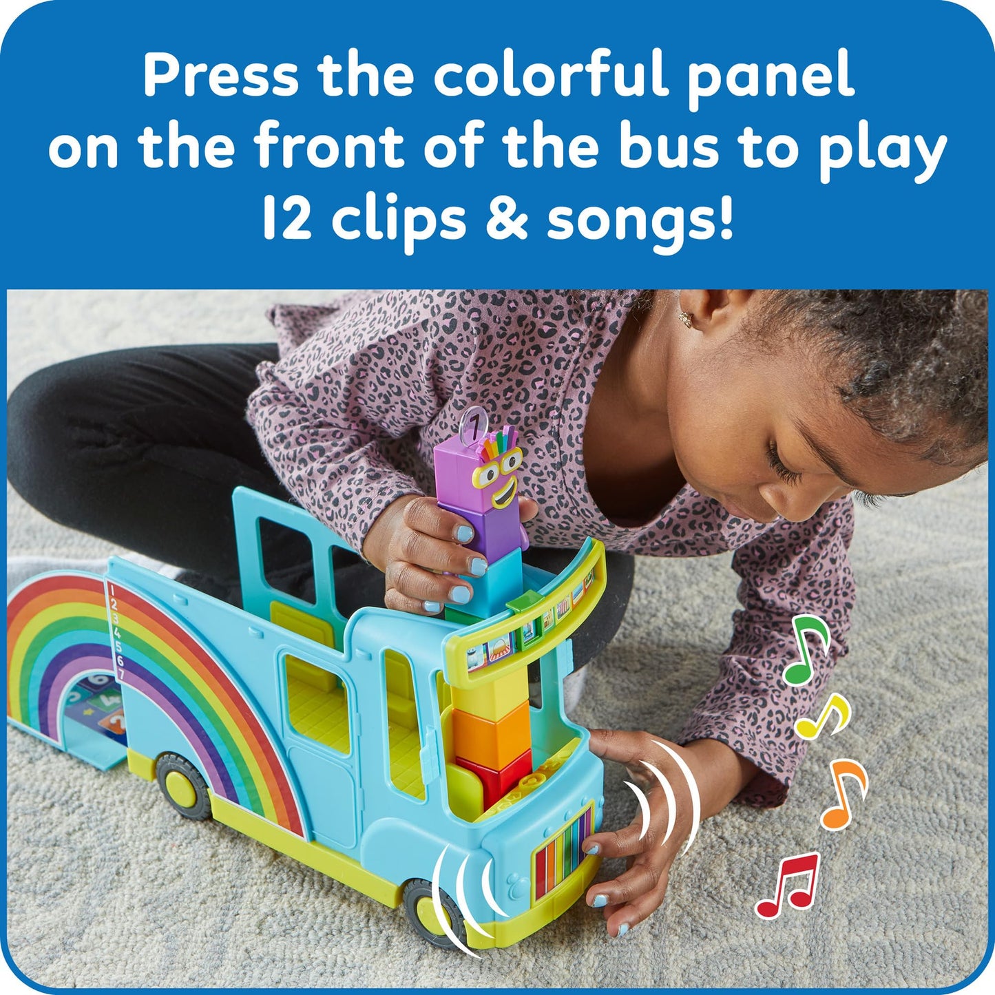 hand2mind Numberblocks Rainbow Counting Bus – Musical Playset for Kids 3-5, Toddler Learning, Number Toys, Math & Birthday Gifts