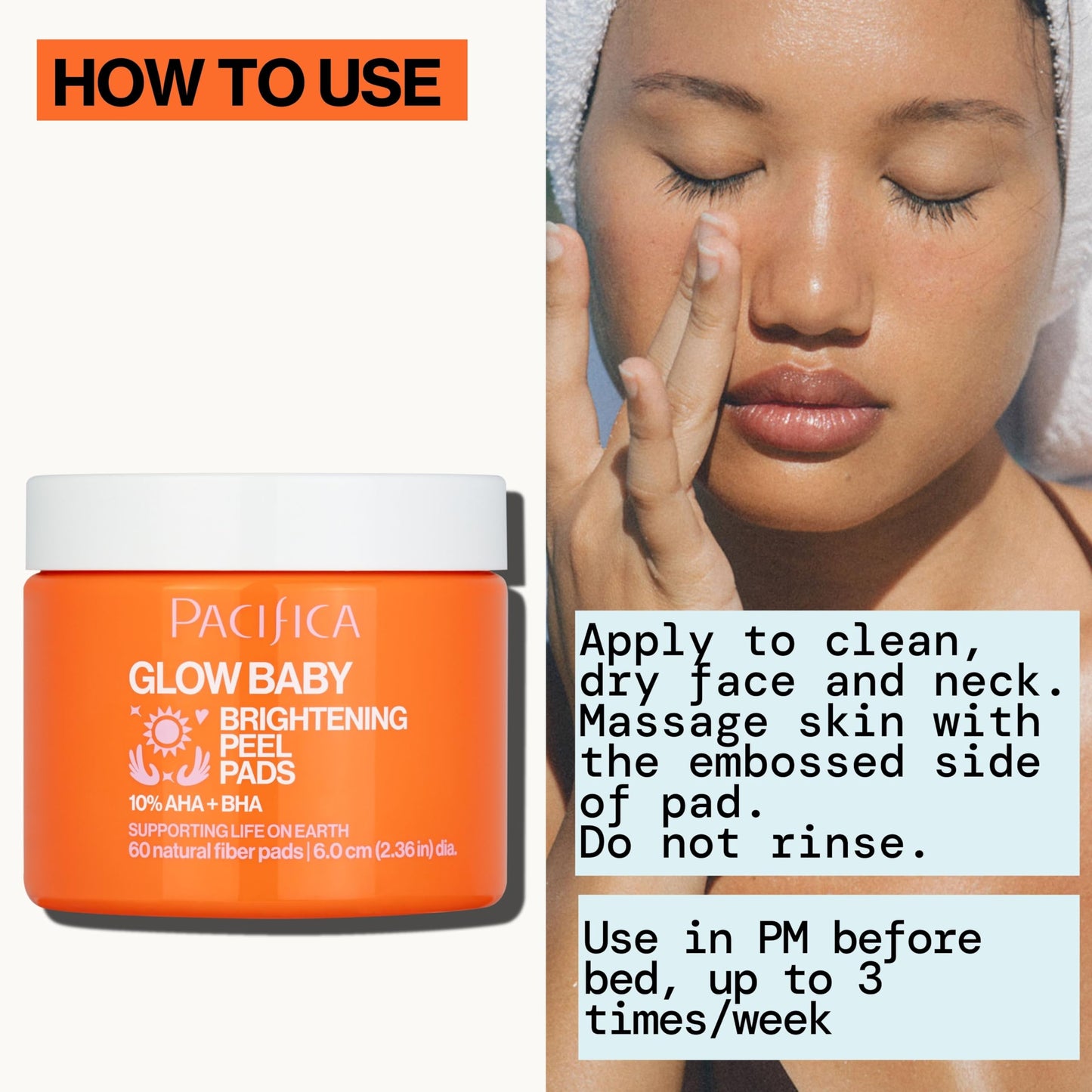 Pacifica Glow Baby Brightening Peel Pads – 10% AHA & BHA Exfoliating Face Pads with Glycolic & Salicylic Acid, Smooth Skin, 60 Ct