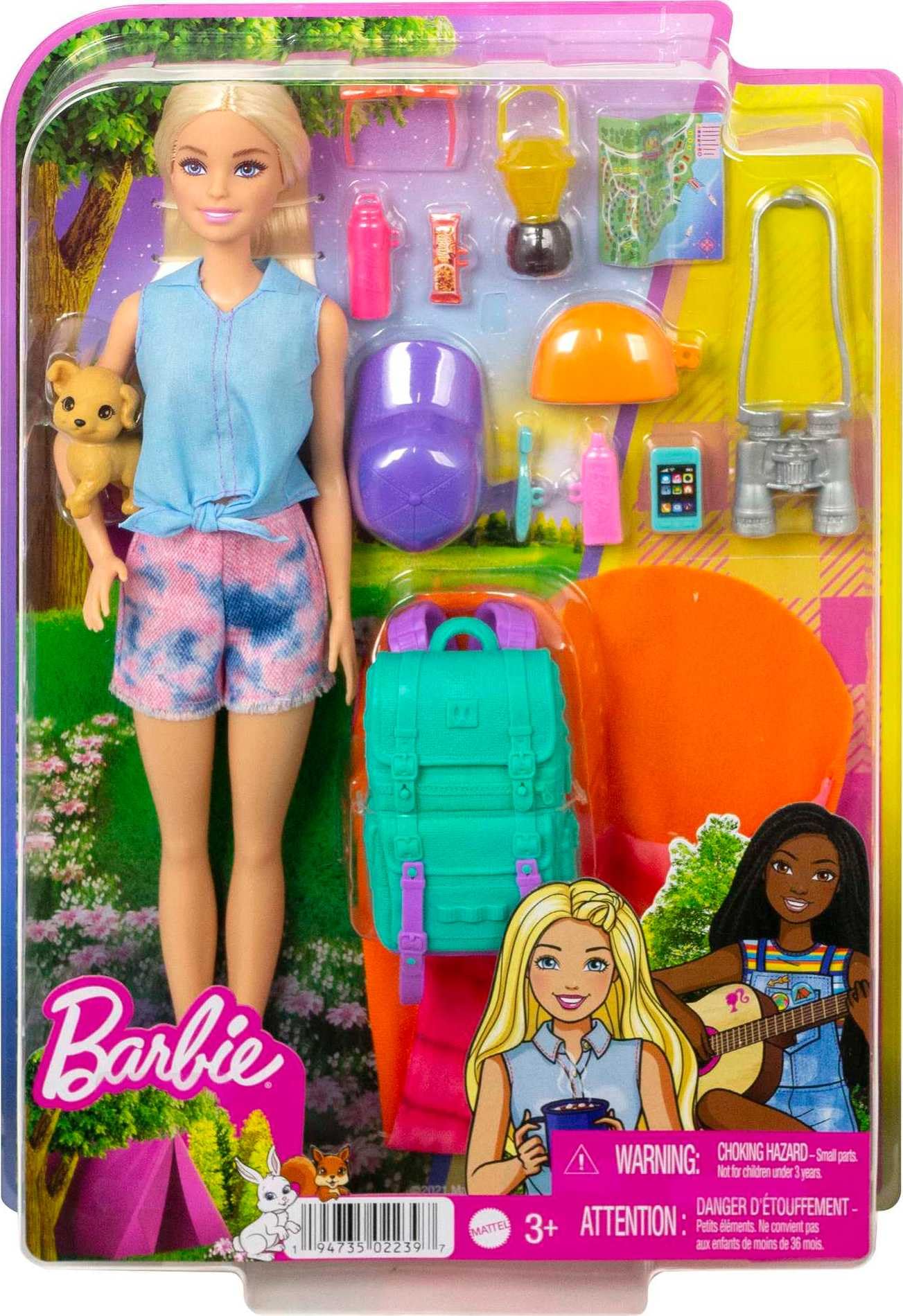 Barbie Doll and Accessories, It Takes Two “Malibu” Camping Doll with Pet Puppy and 10+ Accessories