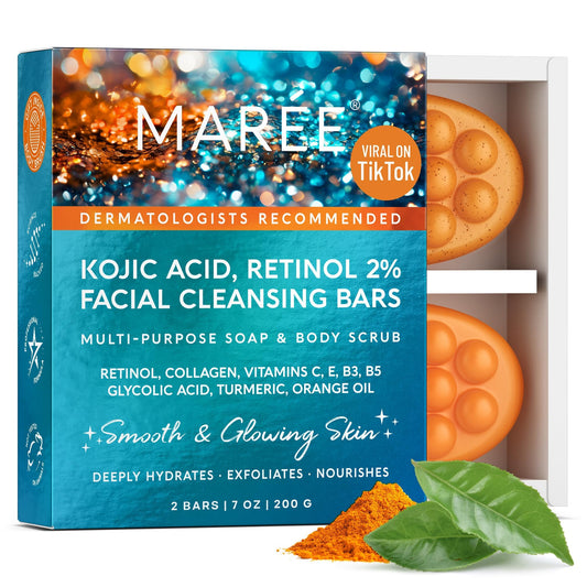 MAREE Kojic Acid & Turmeric Soap Bar – Brightening Dark Spot Remover for Face & Body, Fights Hyperpigmentation, Skin Brightener
