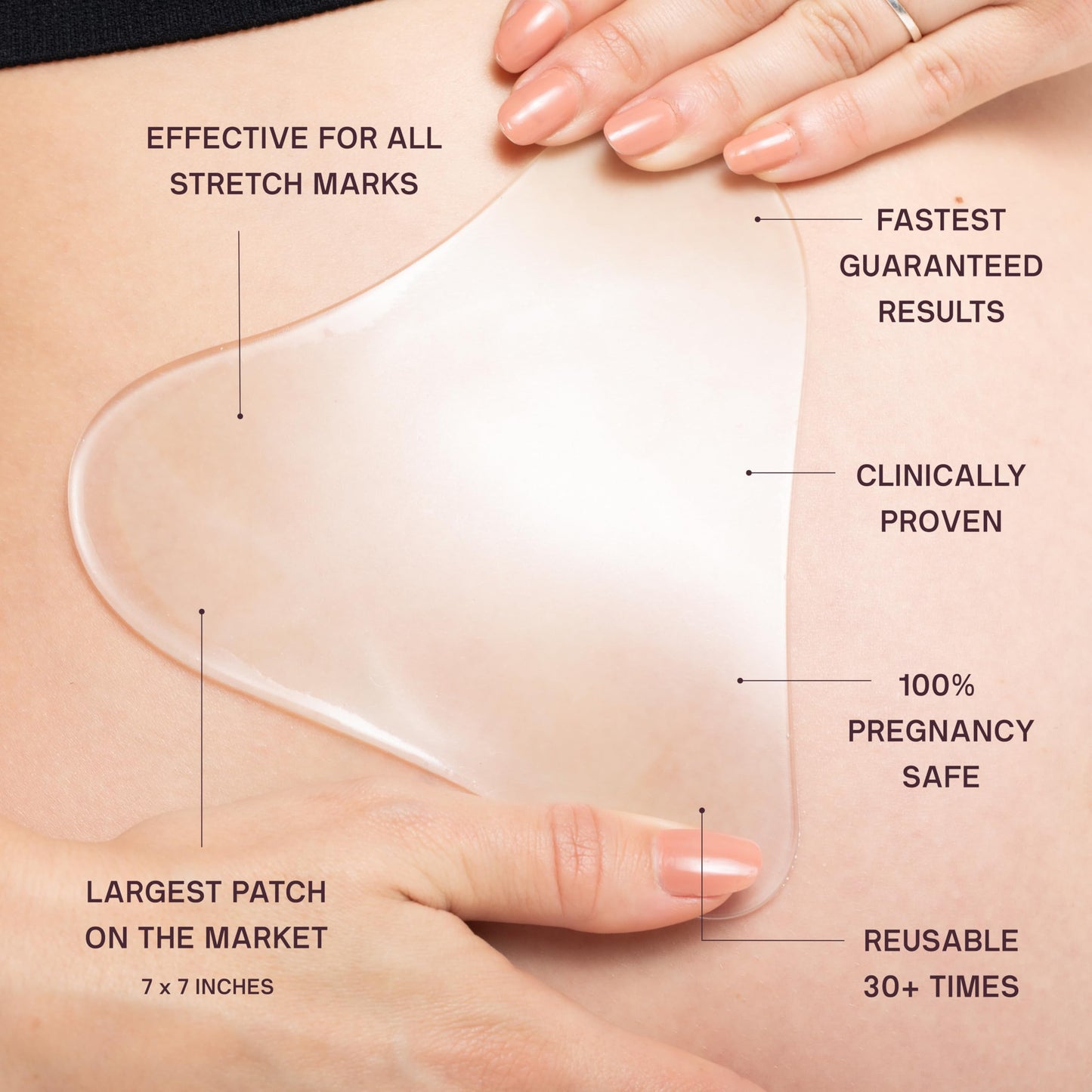Dermaclara Large Body Patch – Silicone Stretch Mark & Scar Sheet for Pregnancy, C-Section, Belly & Body – Reusable Up to 30 Uses, 1 Patch