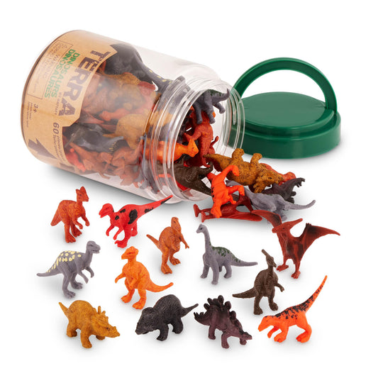 Terra by Battat – 60-Piece Dinosaur Figures Set, Mini Plastic Animals for Kids, Educational Toy & Birthday Party Playset, Ages 3+