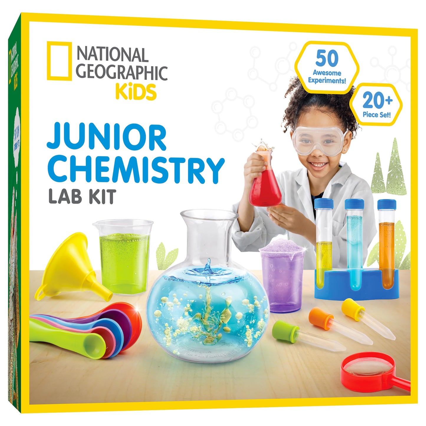 National Geographic Kids Junior Chemistry Set - Complete Early Learning Lab Kit with 50 Science Experiments and 20+ Lab Tools for Kids Aged 4-6