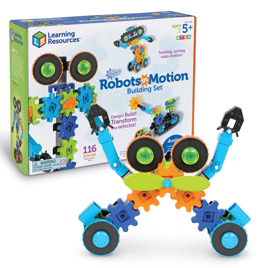 Learning Resources Gears! Gears! Gears! Robots in Motion Building Set - 116 Pieces, Ages 5+, Robot Toy, STEM Toys for Kids, Robots for Kids