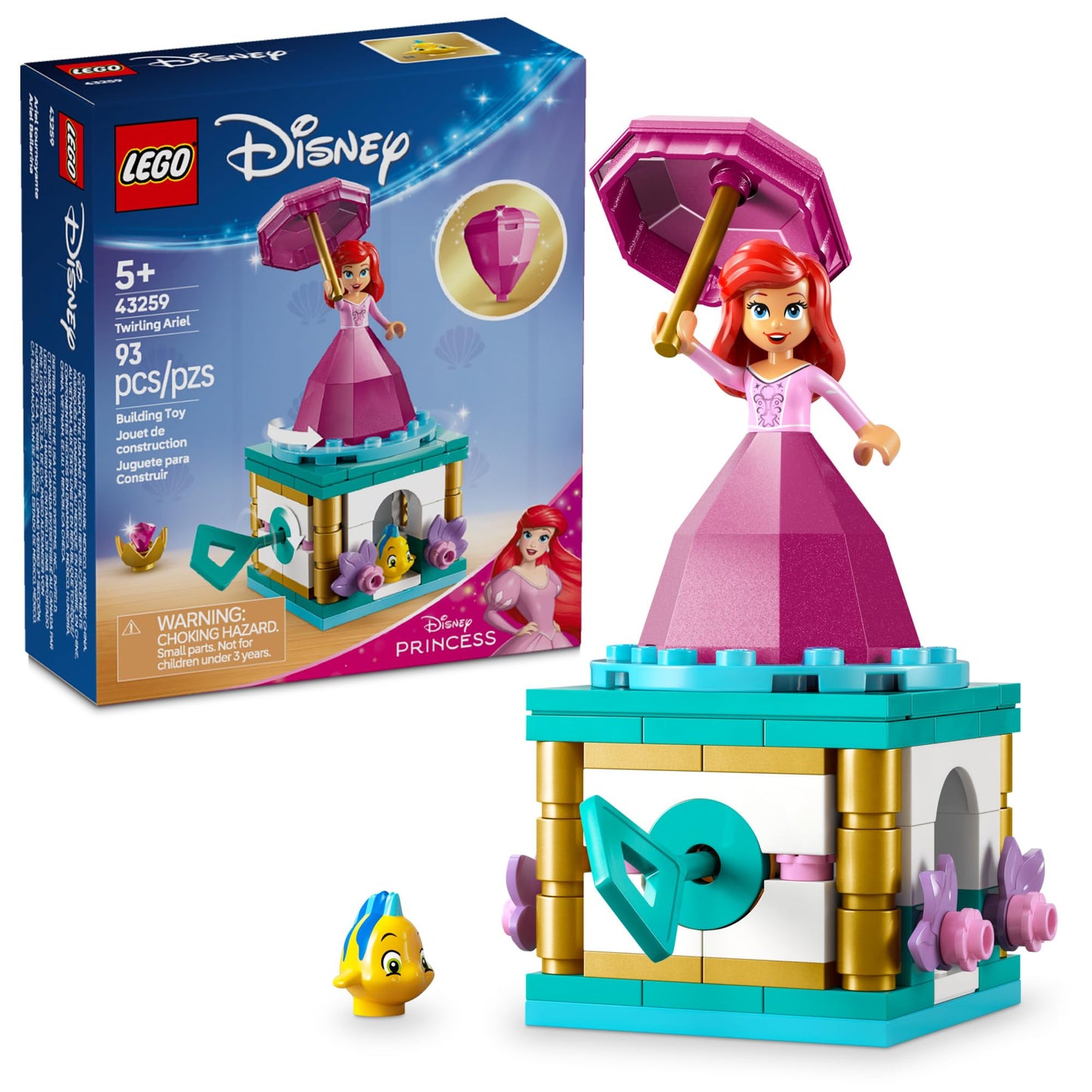 LEGO Disney Princess Twirling Ariel Set, Ages 5+, Little Mermaid Building Toy & Doll, Birthday Gift for Kids 43259