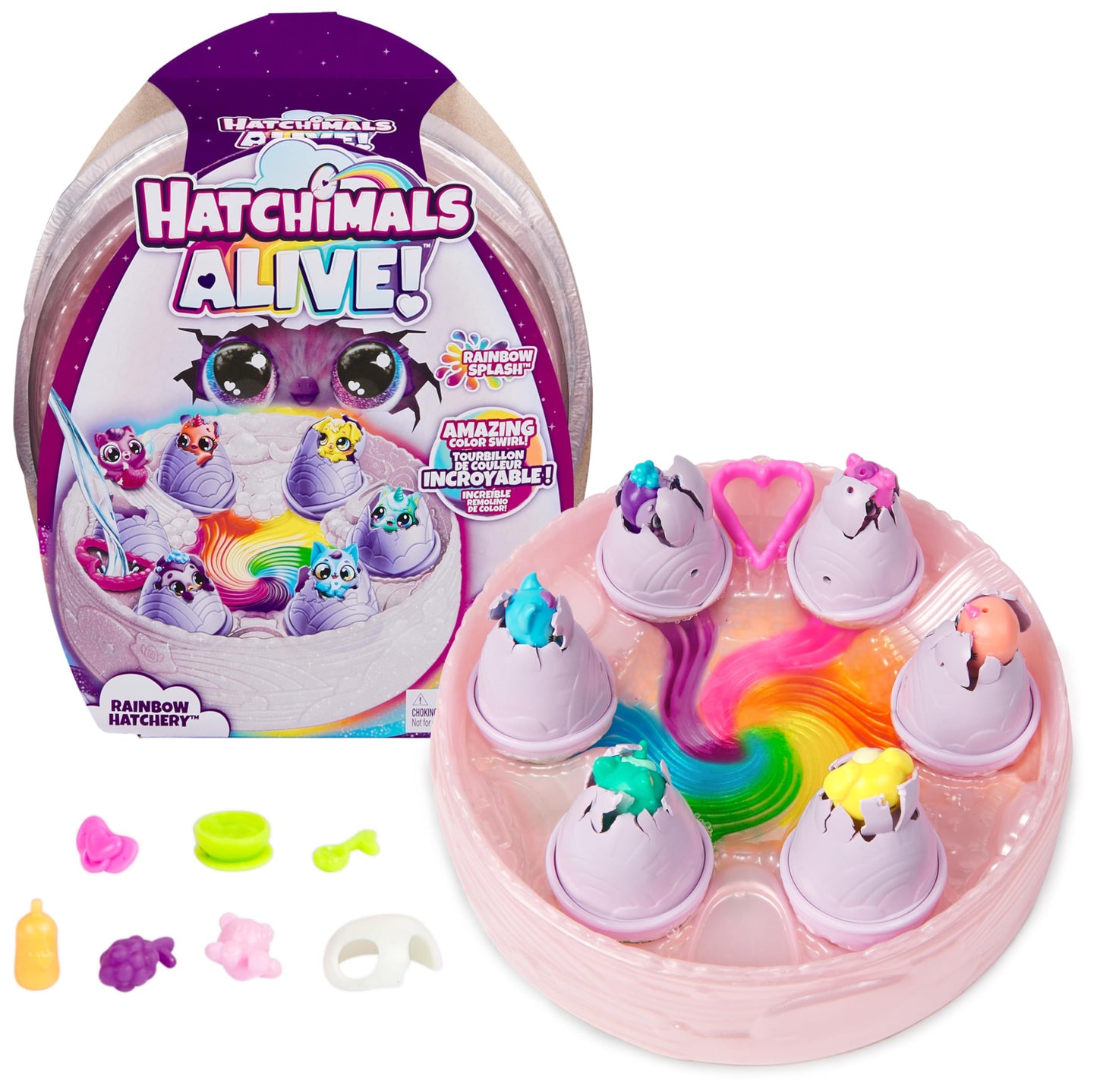 Hatchimals Alive, Rainbow Hatchery with 6 Mini Figures in Color Reveal Eggs & Over 10 Accessories, Kids Toys for Ages 3 and up