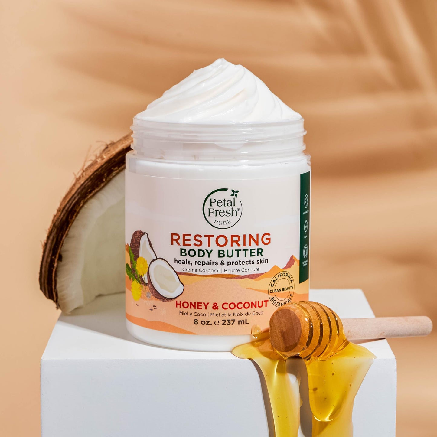 Petal Fresh Pure, Restoring Body Butter, Heals, Repairs & Protects Skin with Honey & Coconut Oil, 8 Fl oz