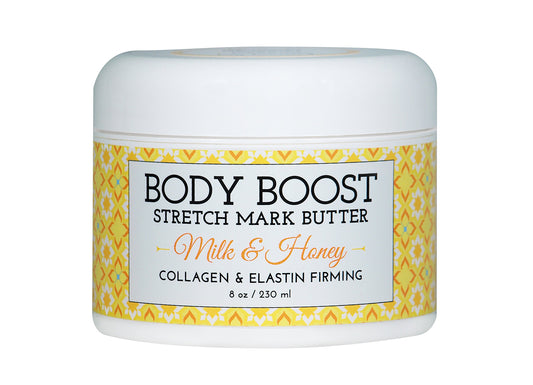 Body Boost Milk & Honey Stretch Mark Butter- Safe for Pregnancy and Nursing- Repair Stretch Marks and Scars- Paraben, Phenoxyethanol Free