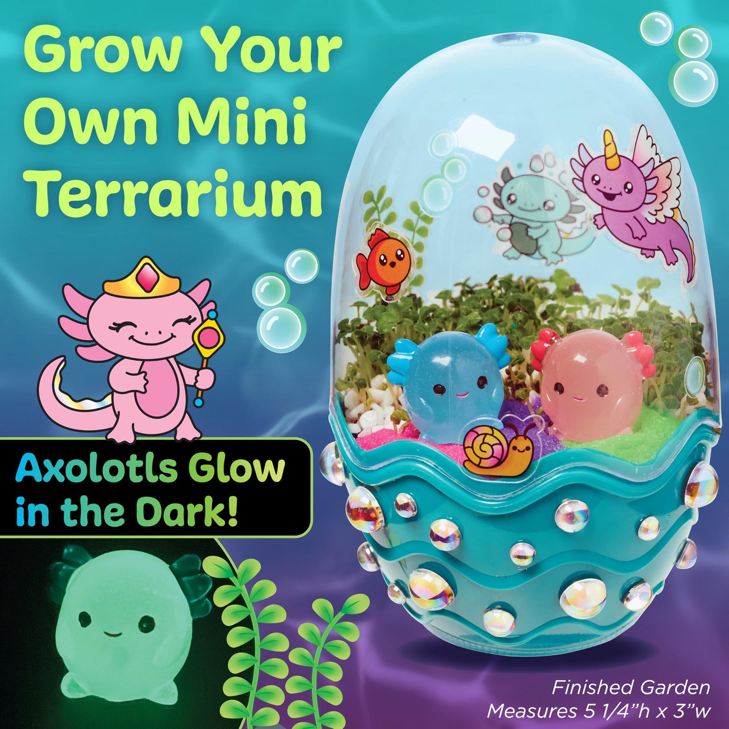 Creativity for Kids Mini Axolotl Garden Terrarium Kit – STEM Science Craft for Kids, DIY Grow Kit, Fun Gift & Stocking Stuffer for Girls Ages 6+