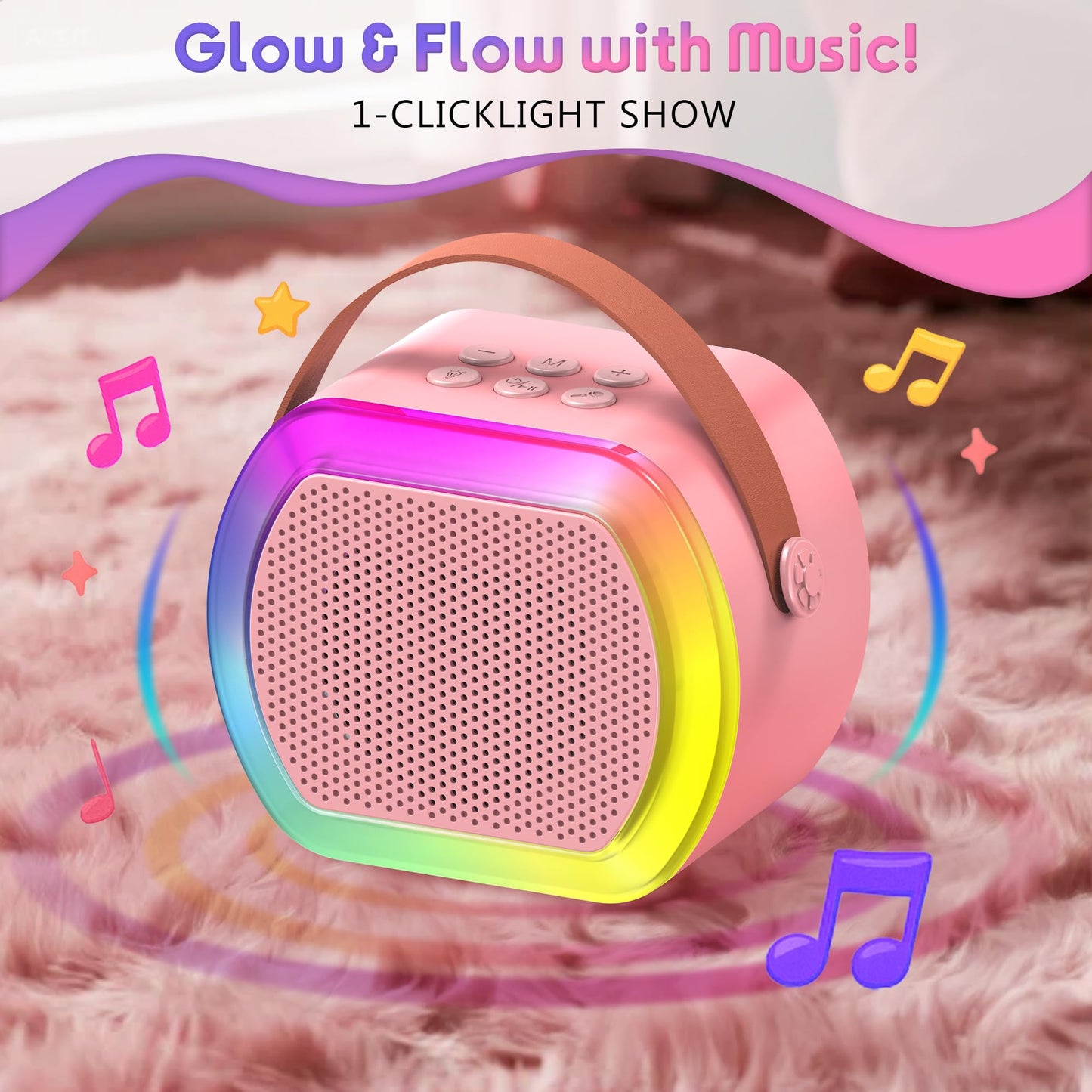 Reoslar Mini Karaoke Machine with 2 Wireless Mics – Portable 2025 Kids Karaoke for Ages 3-12+, Perfect Birthday & Christmas Gift