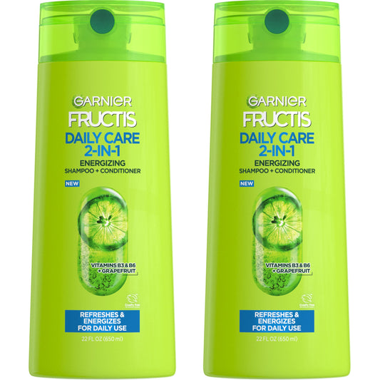 Garnier Fructis 2-in-1 Fortifying Shampoo & Conditioner, Strengthens & Softens Hair, Daily Vegan Hair Care for Men & Women, Paraben-Free, 22 Fl Oz, 2 Ct