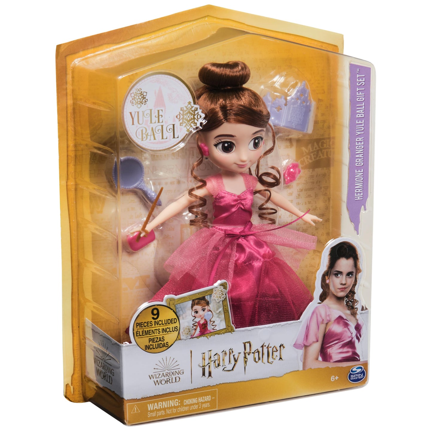 Wizarding World Harry Potter, 8-inch Hermione Granger Doll 9-Piece Yule Ball Gift Set with Doll Accessories, Kids Toys for Ages 6 and up