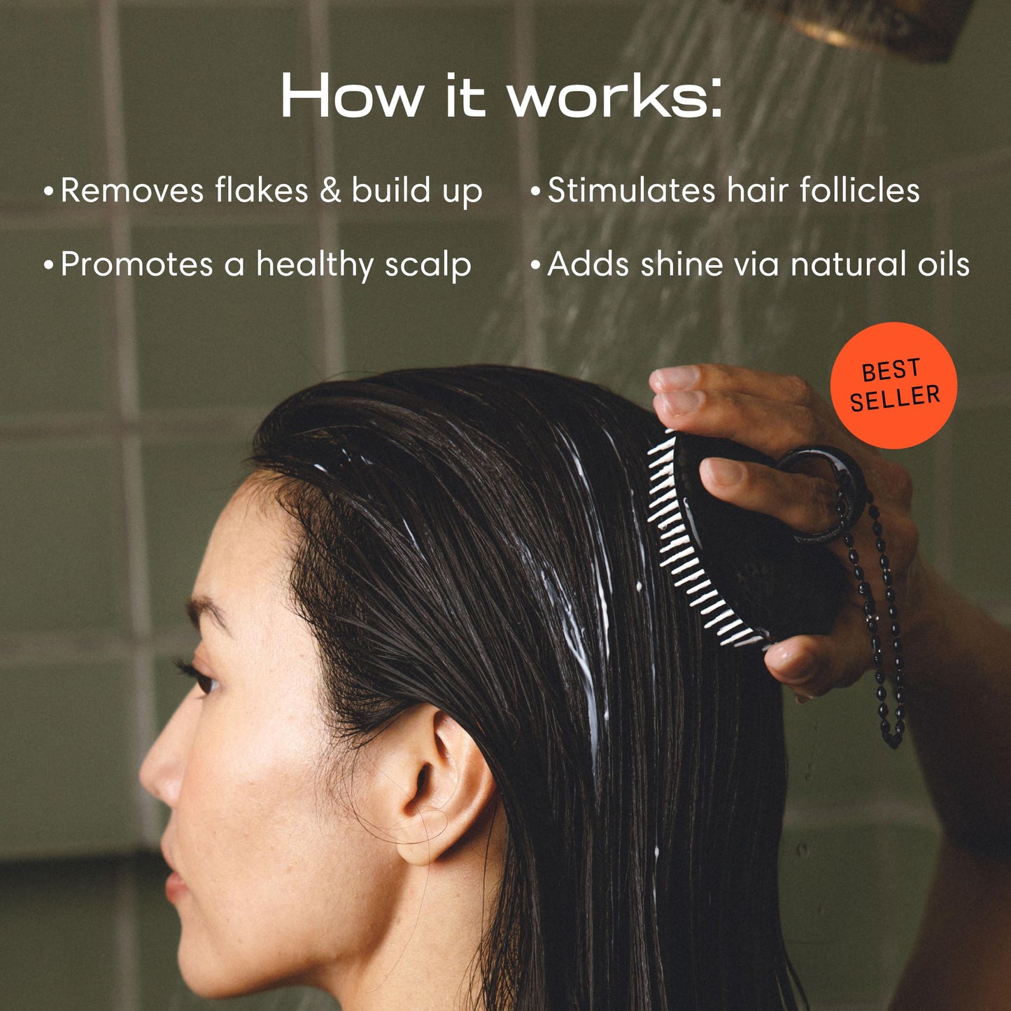 Jupiter Scalp Exfoliator Brush – Ergonomic Scalp Massager for Wet & Dry Hair, Removes Dandruff & Buildup, Boosts Circulation, Black/White