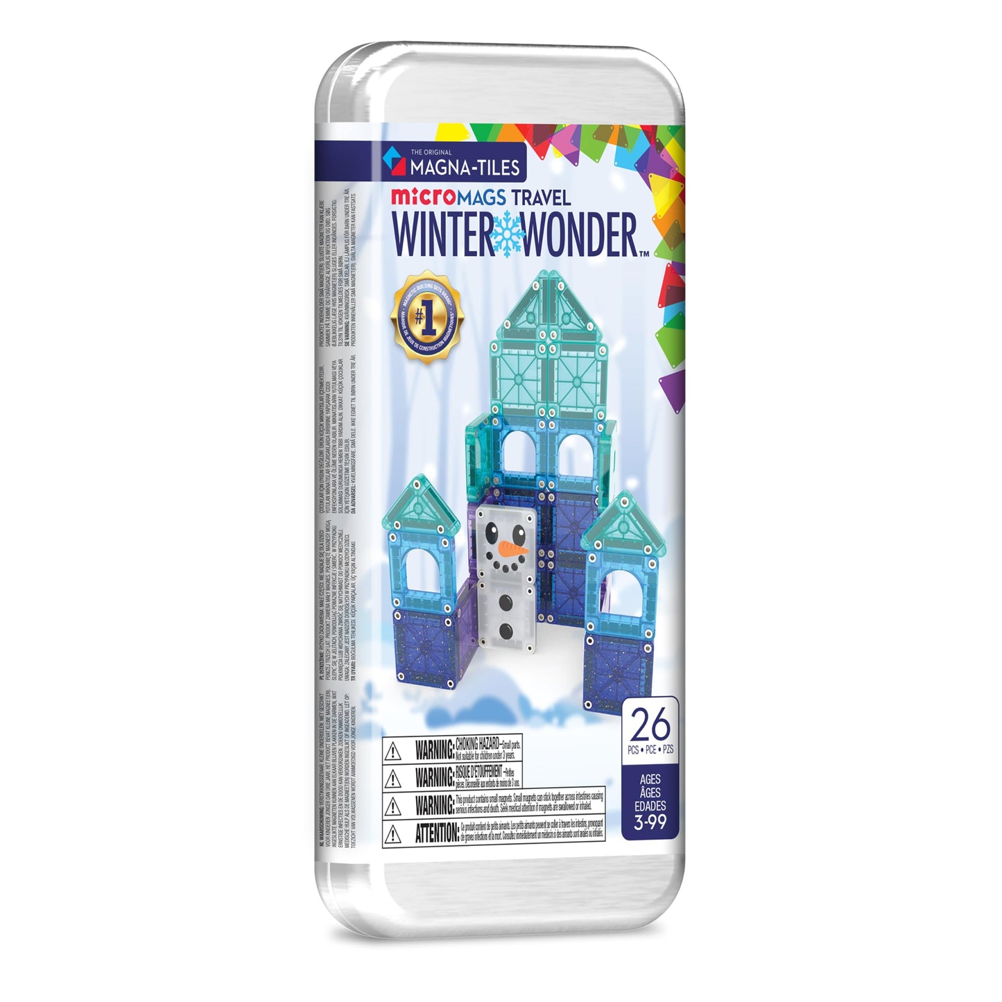 Magna-Tiles microMAGS Winter Wonder Travel Set 26-Piece Magnetic Construction Set, The Original Magnetic Building Brand