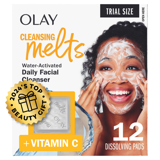 Olay Cleansing Melts + Vitamin C Face Cleanser, 12ct, Water-Activated Face Wash Cleans, Tones, and Refreshes Skin