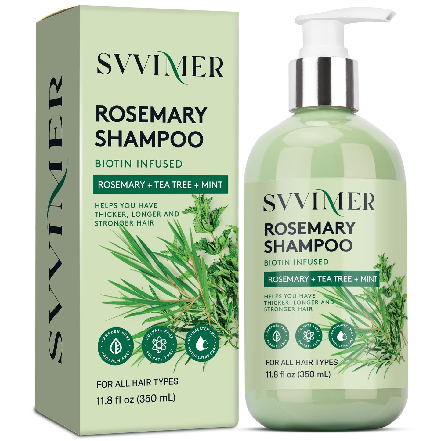 Svvimer Rosemary Hair Growth Shampoo 11.8 fl oz – Biotin & Tea Tree Formula for Thicker, Fuller Hair – Strengthens, Reduces Thinning & Hair Loss