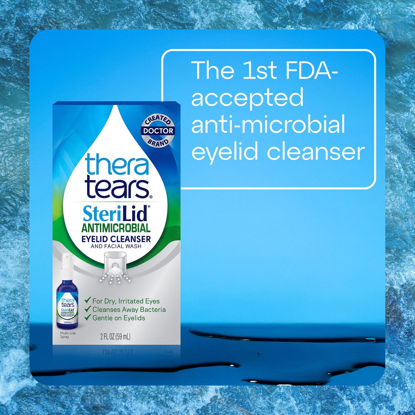 TheraTears SteriLid Antimicrobial Eyelid Cleanser and Face Wash, for Eye Care, 2 Fl Oz