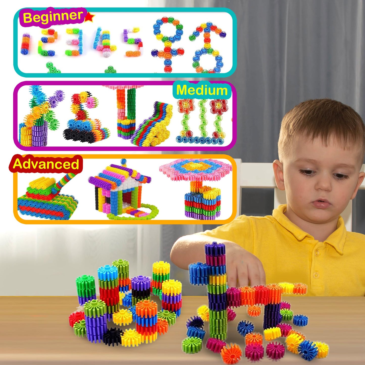 KAKATIMES STEM Building Blocks for Kids – Safe Educational Gear Interlocking Construction Set to Boost Creativity & Problem-Solving