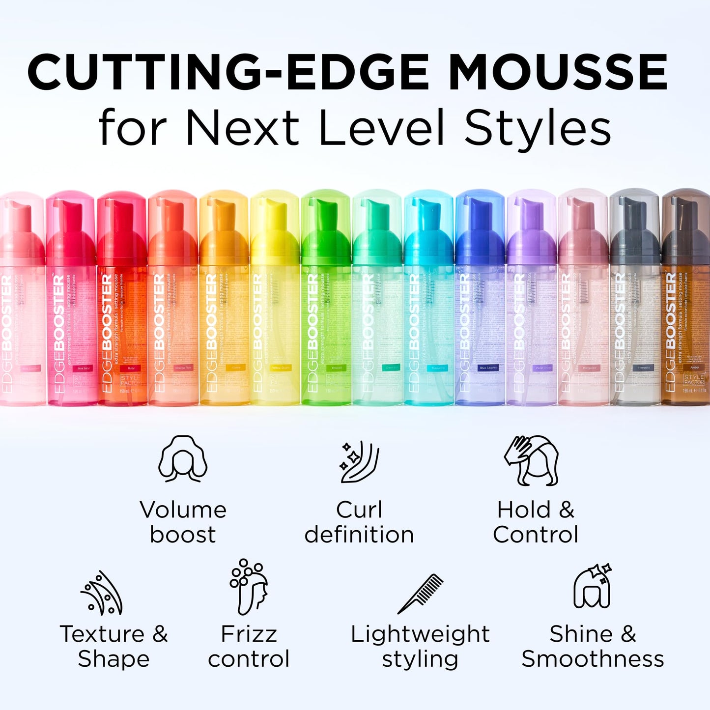 Style Factor EDGE BOOSTER Extra Strength Setting Mousse Travel Size – Frizz Control, Extra Volume, and Conditioning – 2.5oz Morganite Mousse for Curly Hair