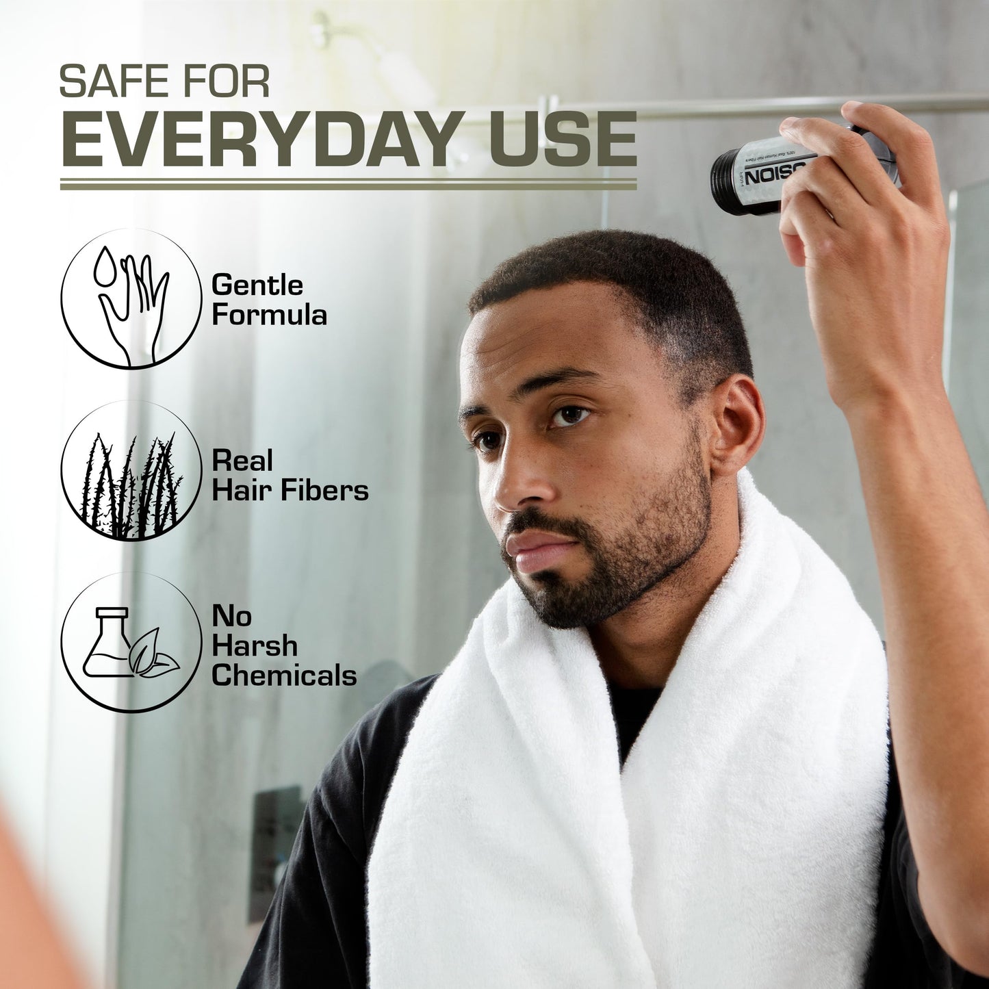 Hair Fibers for Thinning Hair - (1.05 Oz) Real Human Hair Building Fibers to Conceal Bald Spots and Thinning Hair, Root Touch Up and Volumizer, Black