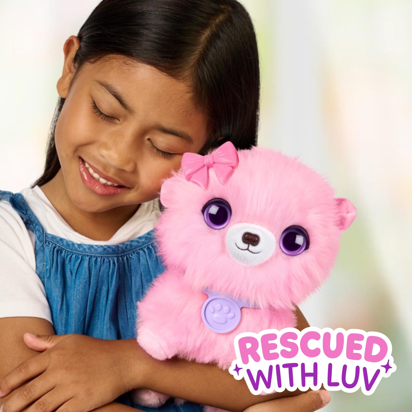 SCRUFFALUVS Pet Scruffs Pink Plush Toy – Wash & Reveal Puppy, Bunny, or Kitty with Deluxe Pet Carrier (Styles Vary)