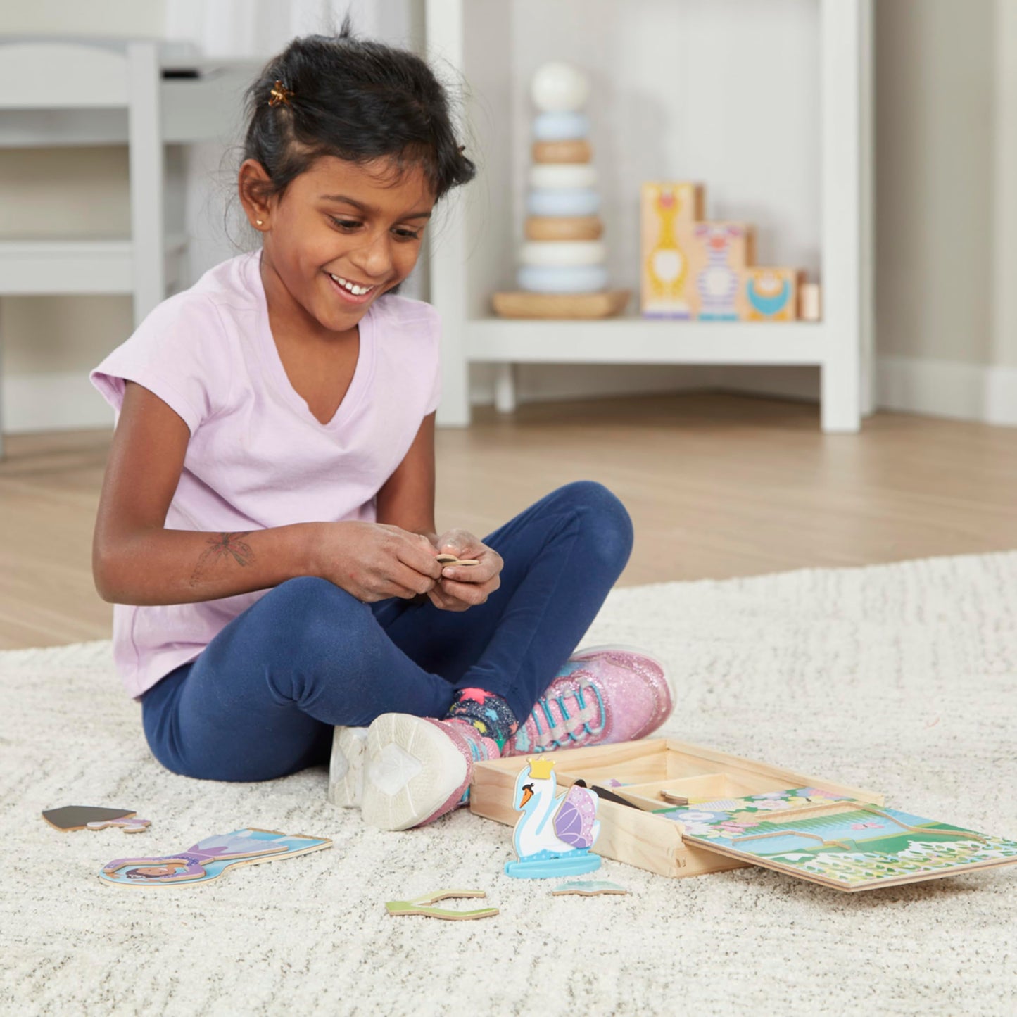 Melissa & Doug Ballerina And Fairy Magnetic Dress-Up Double-Sided Wooden Doll And Swan Pretend Play Set (52 pcs)