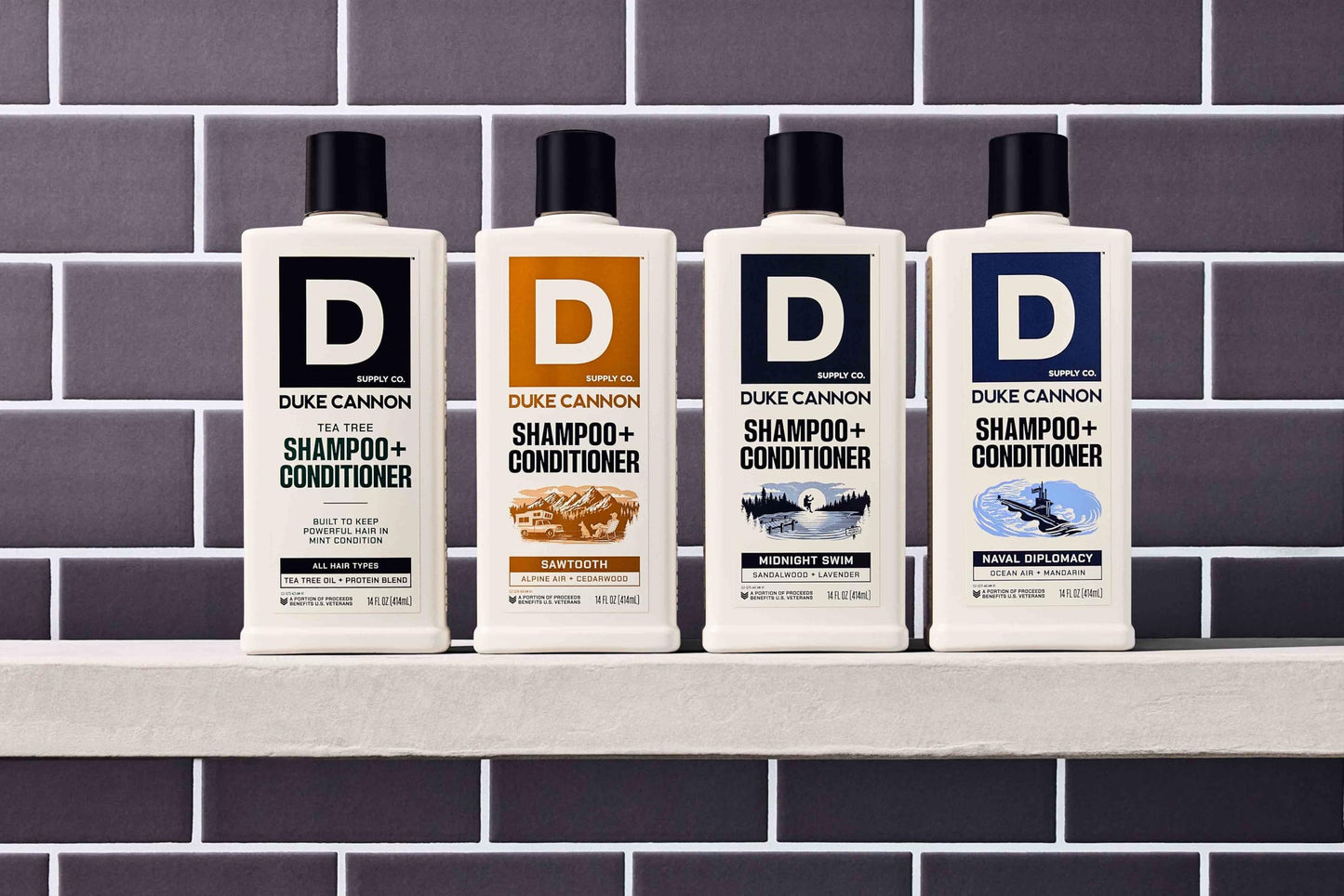 Duke Cannon 2-in-1 Hair Wash for Men - Shampoo & Conditioner with Masculine Scent - Strengthens & Cleanses Hair - Midnight Swim, 14 oz (2 Pack)