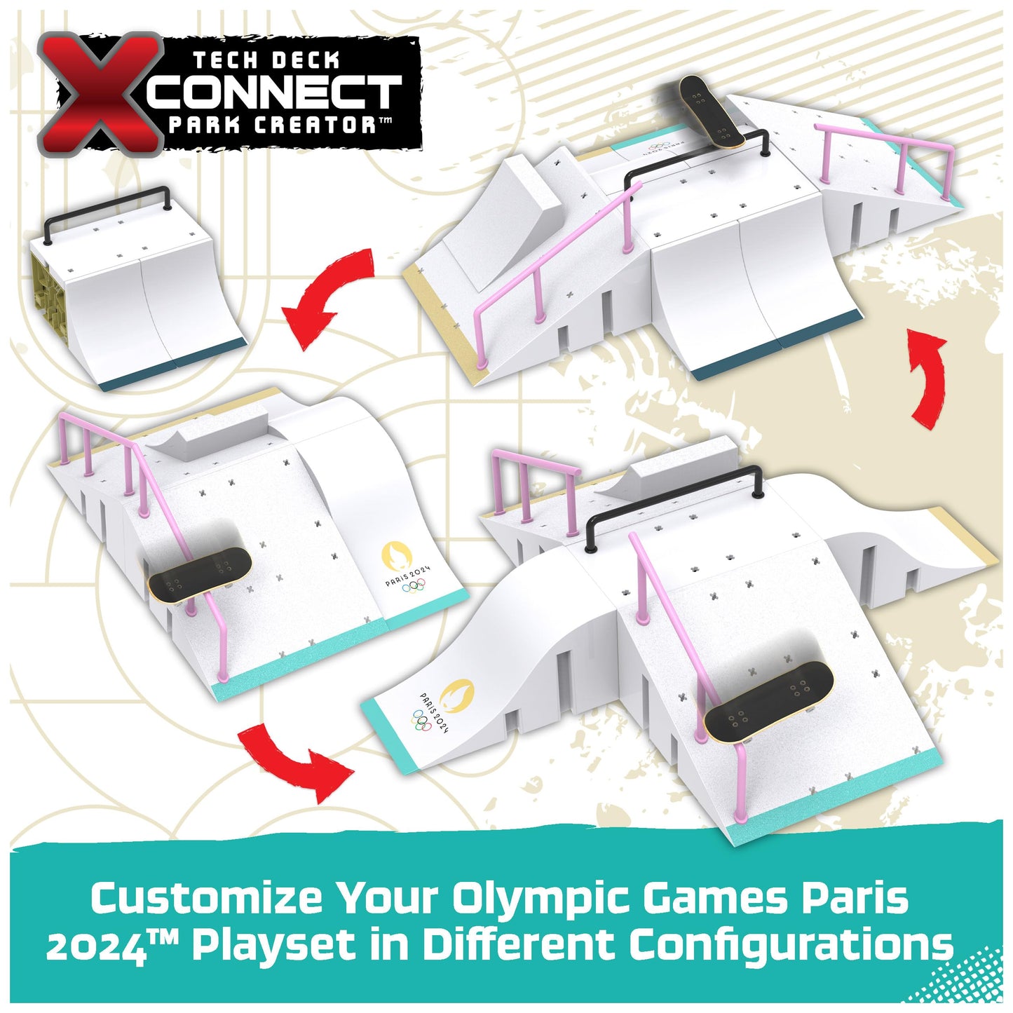 Tech Deck, Sky Brown’s Olympic Games Paris 2024 Ramp, Customizable X-Connect Park Creator Playset & Exclusive Fingerboard, Kids Toy for Ages 6 and up