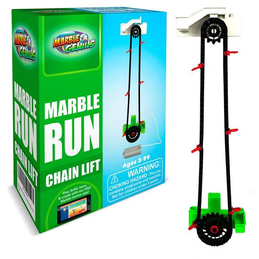 Marble Genius Automatic Chain Lift – Marble Run Add-On Set for Mazes, Tracks & Races – Endless Marble Racing Fun & Creativity