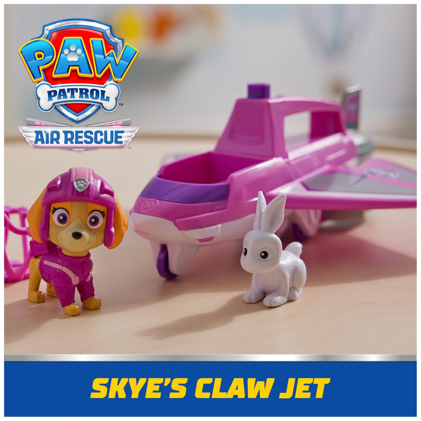 PAW Patrol: Air Rescue Skye Action Figure & Hero Claw Jet Plane with Retractable Claw, Rescue Basket & Bunny, Kids Toys for Boys & Girls Ages 3+