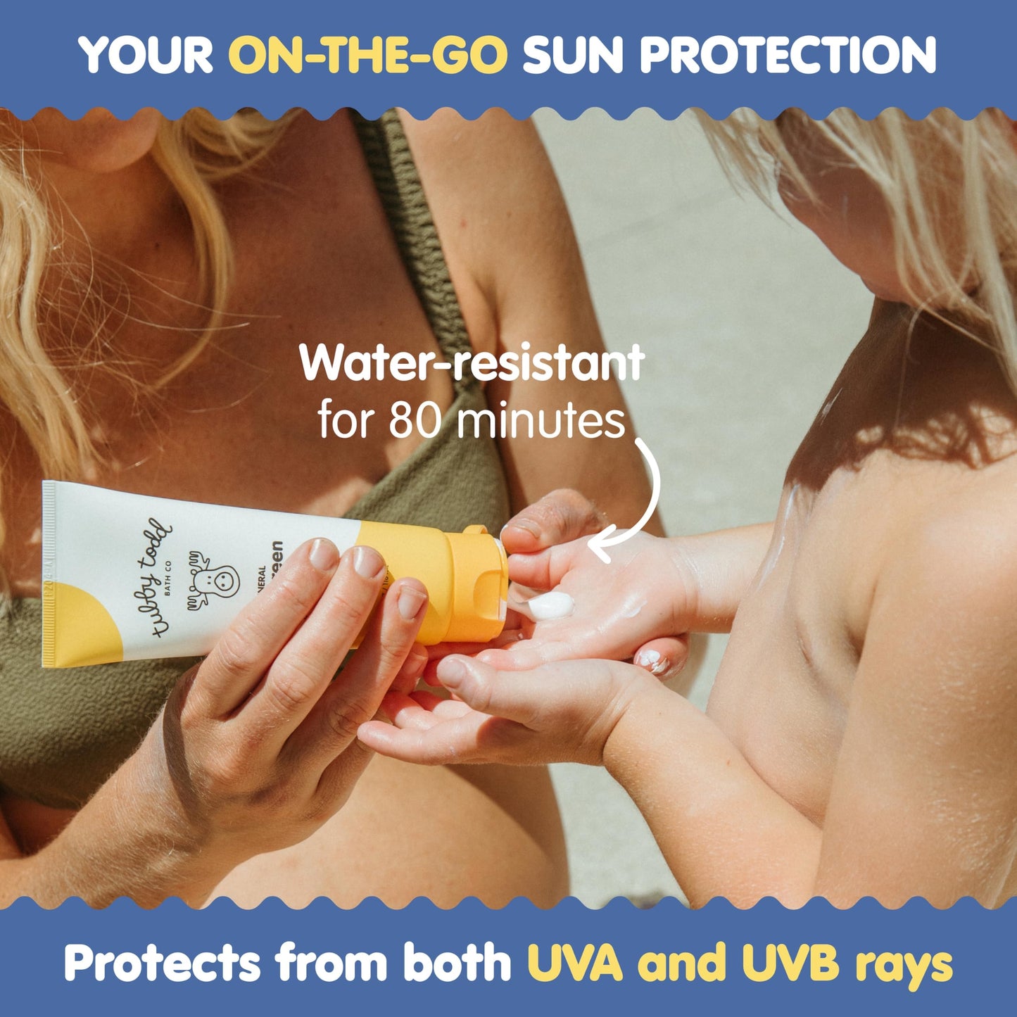 TUBBY TODD Mineral Sunscreen SPF 50 for Kids - Broad Spectrum, Water-Resistant 80 Min, Non-Greasy, Sensitive Skin Safe, 2 Pack 4 fl oz