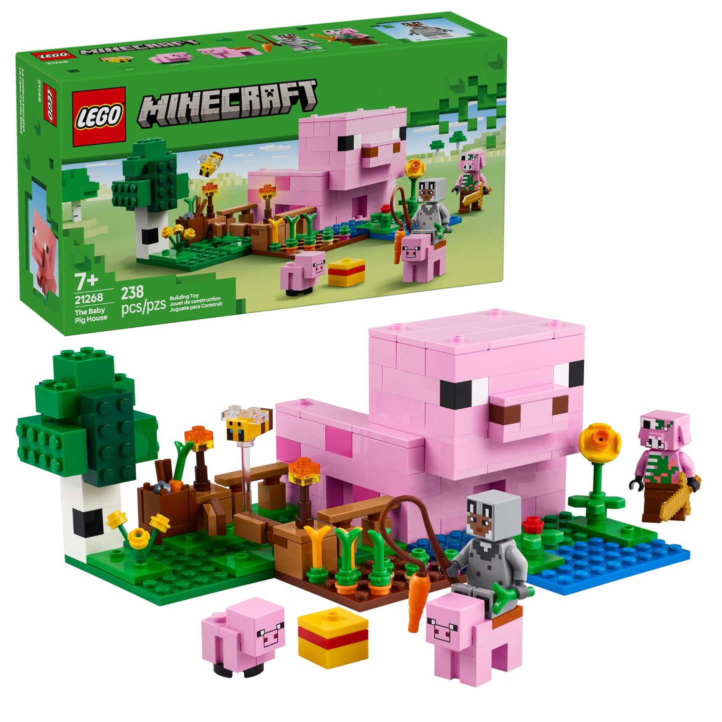LEGO Minecraft Baby Pig House Playset 21268 with 2 Minifigures – Building Toy for Kids 7+, Boys & Girls, Birthday Gift