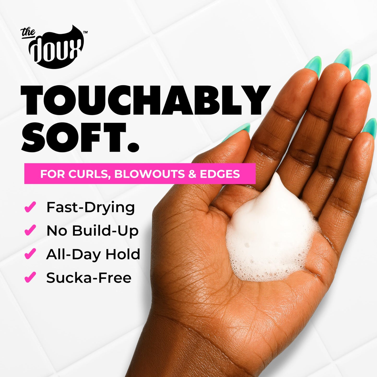 The Doux Multi-Use Mousse Def Texture Foam – Styling Mousse for Curly & Textured Hair, Adds Curl Definition, Volume & Shine, Curl Cream Alternative