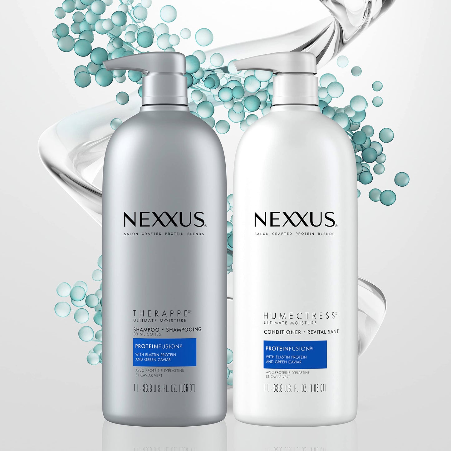 Nexxus Therappe Ultimate Moisture Shampoo for Dry Hair 33.8 oz | Silicone-Free Hydrating Formula with ProteinFusion, Elastin & Green Caviar