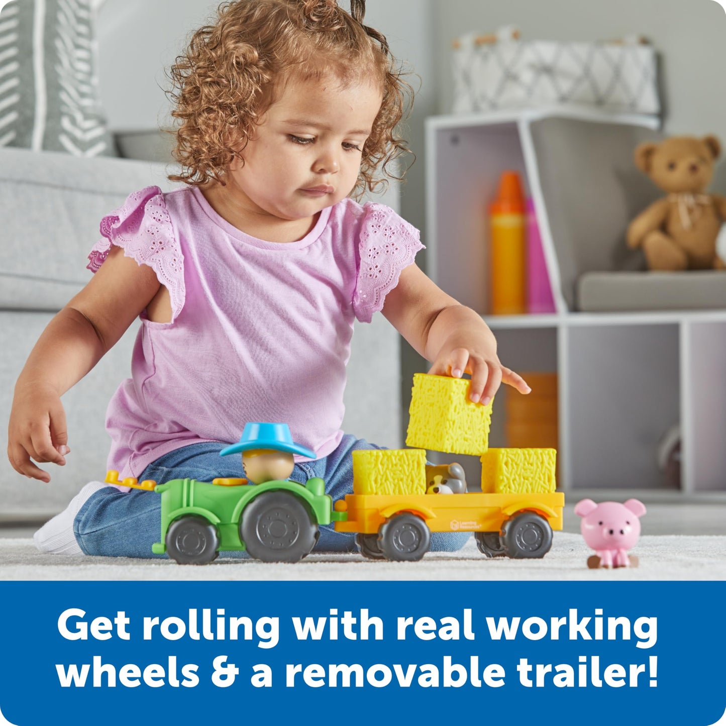 Learning Resources Peeksville Haul & Seek Tractor Toy with Farm Animals – Toddler Sensory Play, Preschool Learning & Farm Games