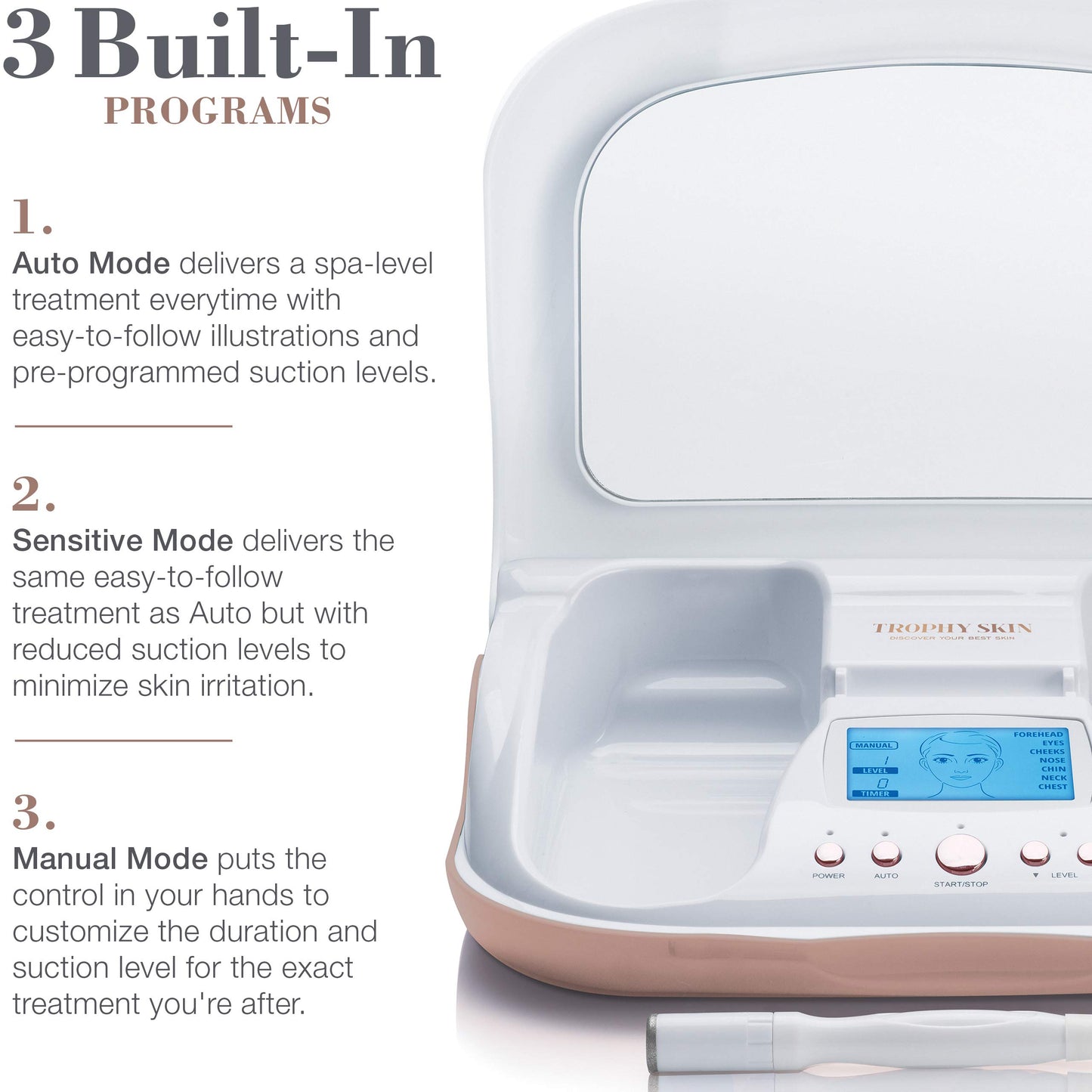 Trophy Skin MicrodermMD At-Home Microdermabrasion Kit – Anti-Aging & Acne Treatment with Real Diamond & Pore Extractor Tips – White