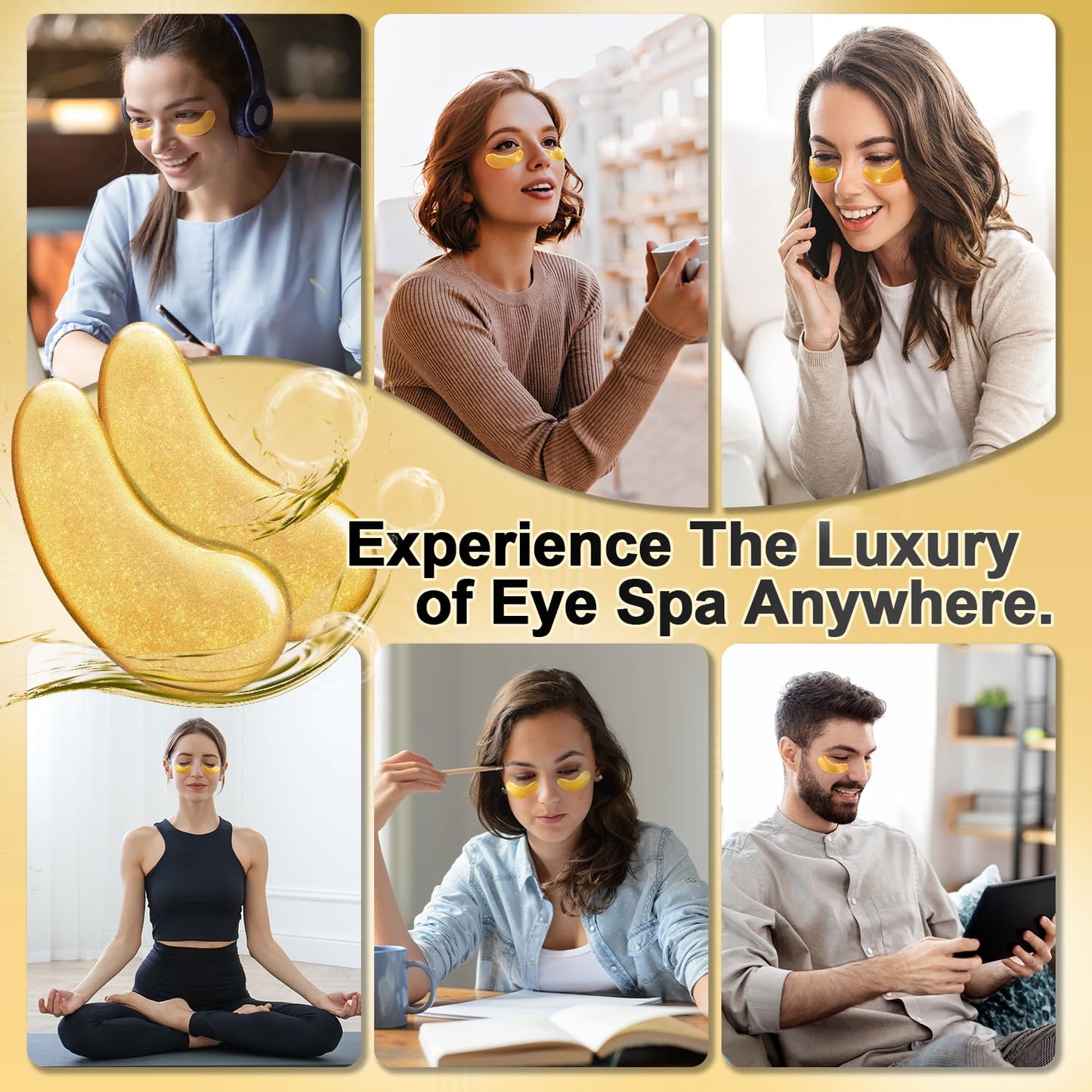 Tibobo 24K Gold Under Eye Patches (24 Pairs) – Collagen Eye Masks for Dark Circles, Puffiness, Fine Lines, Anti-Aging & Nourishing