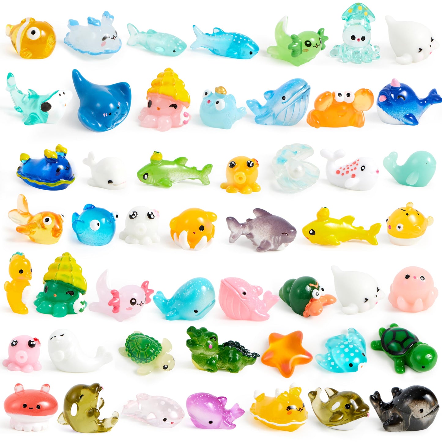 JOYIN 50-Pc Mini Ocean Animal Figures – Cute Resin Sea Creatures for Aquarium, Garden Decor, Slime Charms, DIY Crafts & Mini Scenes