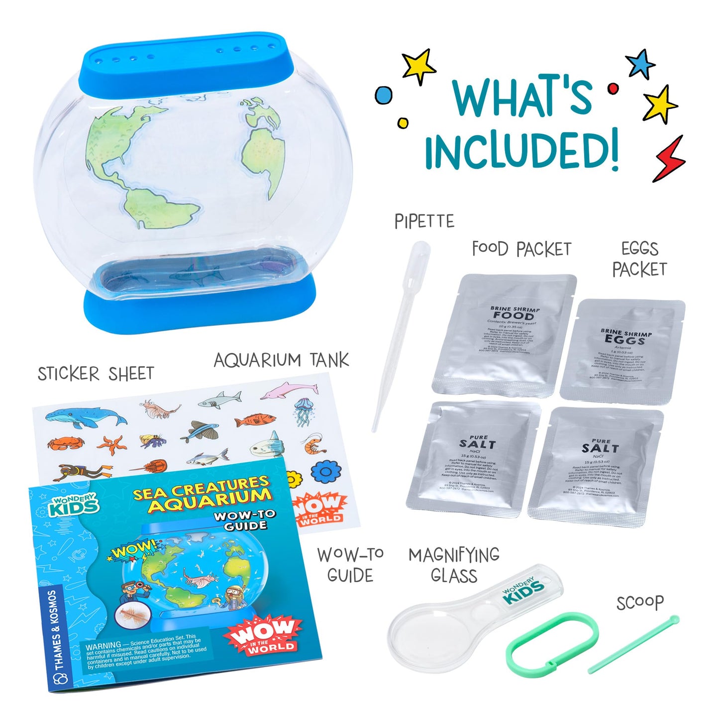 Wow in The World SEA Creatures Aquarium by Thames & Kosmos – Hatch & Raise Real Brine Shrimp, STEM Toy for Kids 6+, Custom Tank & Bonus Tools