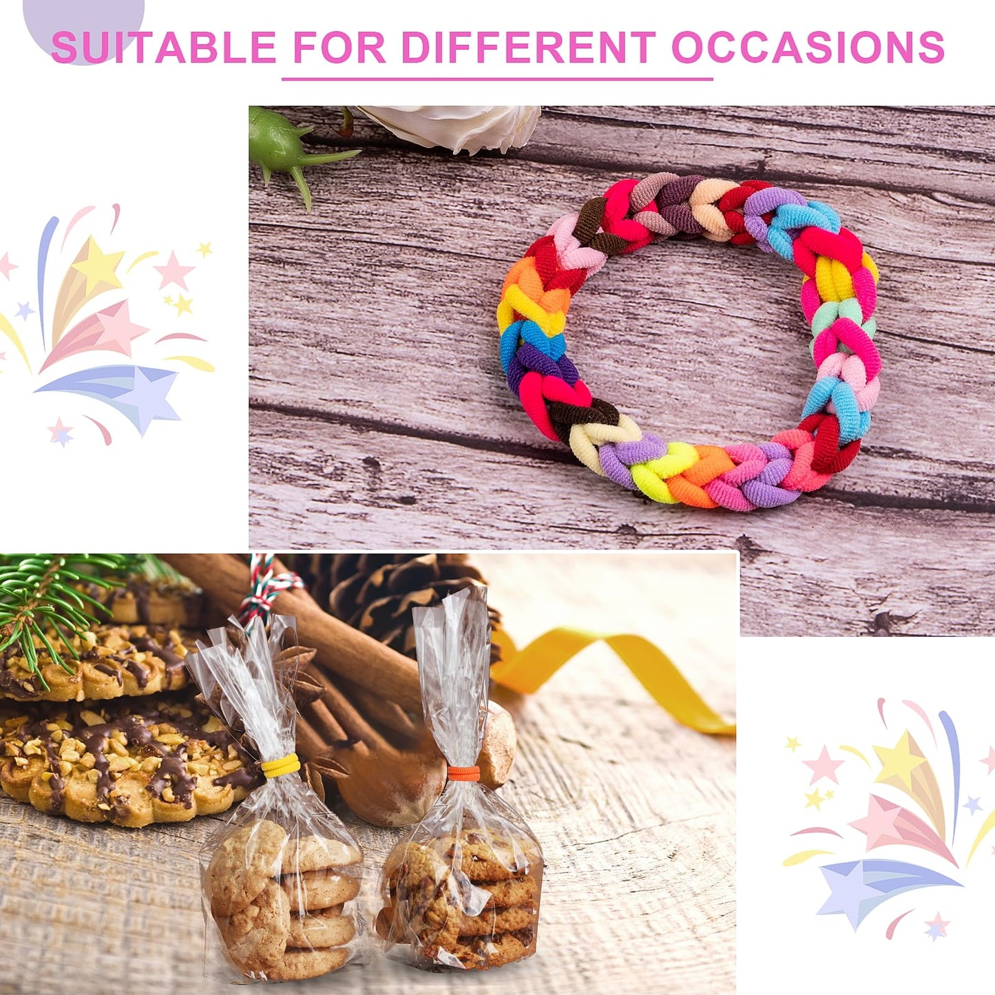 TVINLIK 350 PCS Multicolor Cotton Hair Ties – Small Baby Hair Elastics for Kids and Girls, No Crease Finger Ponytail Holders (20 Colors)