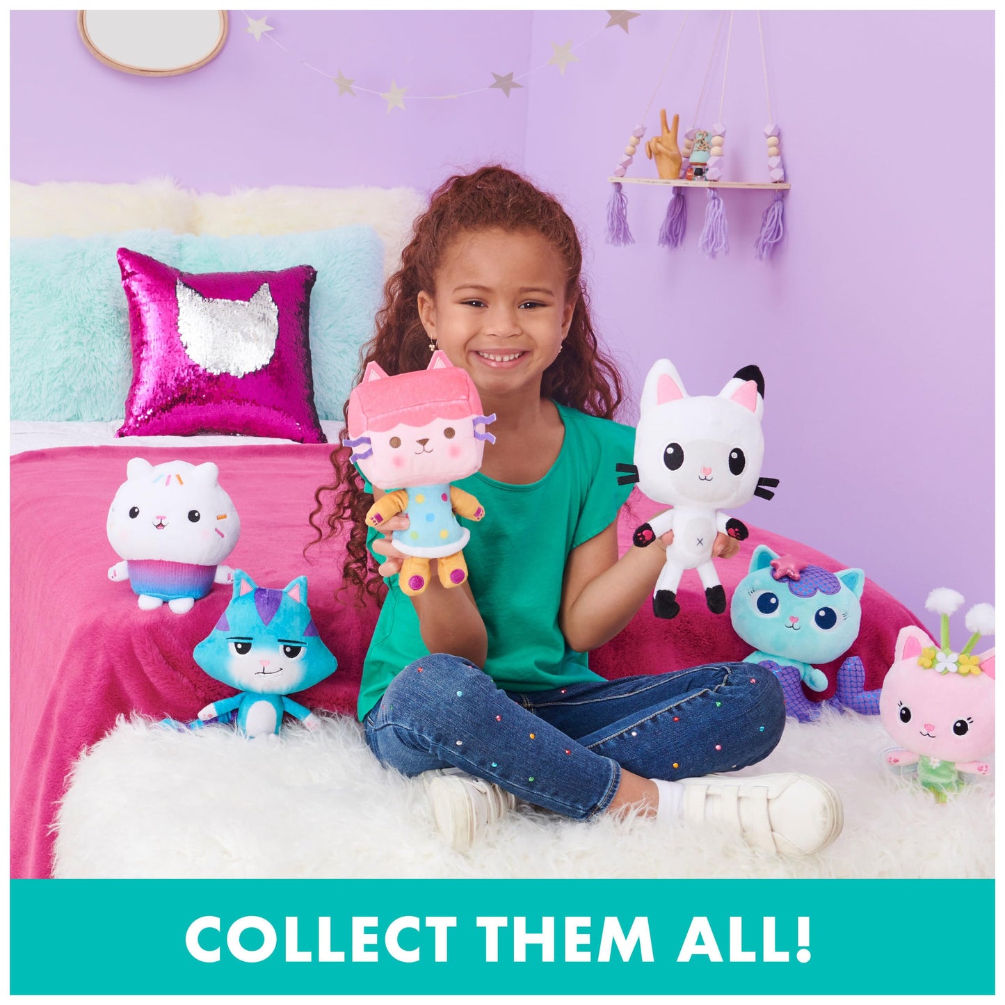 Gabby’s Dollhouse, 8-inch MerCat Purr-ific Plush Toy, Kids Toys for Ages 3 and up