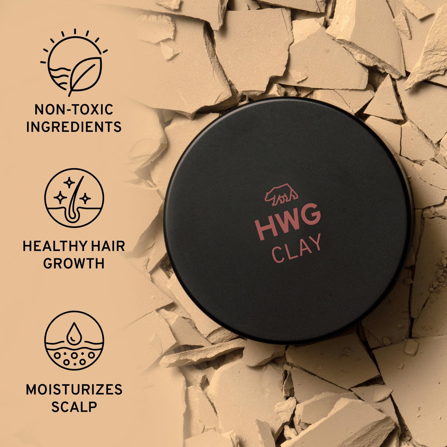 Hardworking Gentlemen - Medium Hold Hair Clay - Mens Hair Clay - ALL NATURAL ingredients - Matte Finish - Holds All Day - 2oz. (Medium Hold)