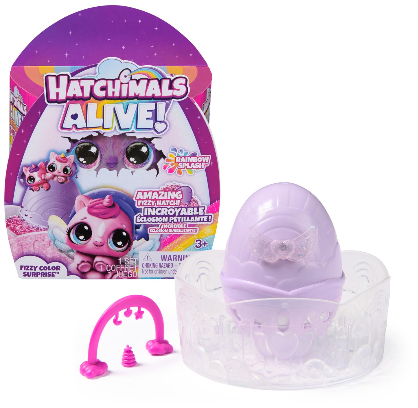Hatchimals Alive, Rainbow Splash Fizzy Color Surprise Toy, Hatch Twins or Triplets from Color Reveal Egg (Style May Vary), Kids Toys for Girls & Boys