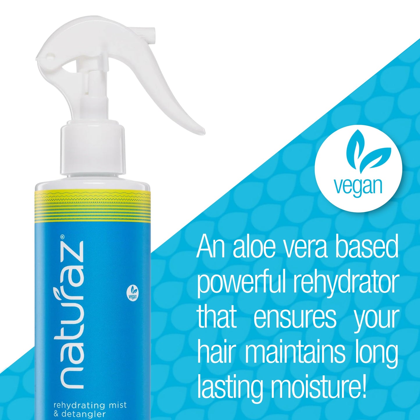 Naturaz Rehydrating Mist Detangler Spray – Leave-In Conditioner with Aloe Vera for Dry, Curly & Coily Hair – Moisturizing Vegan Formula – 8 fl oz