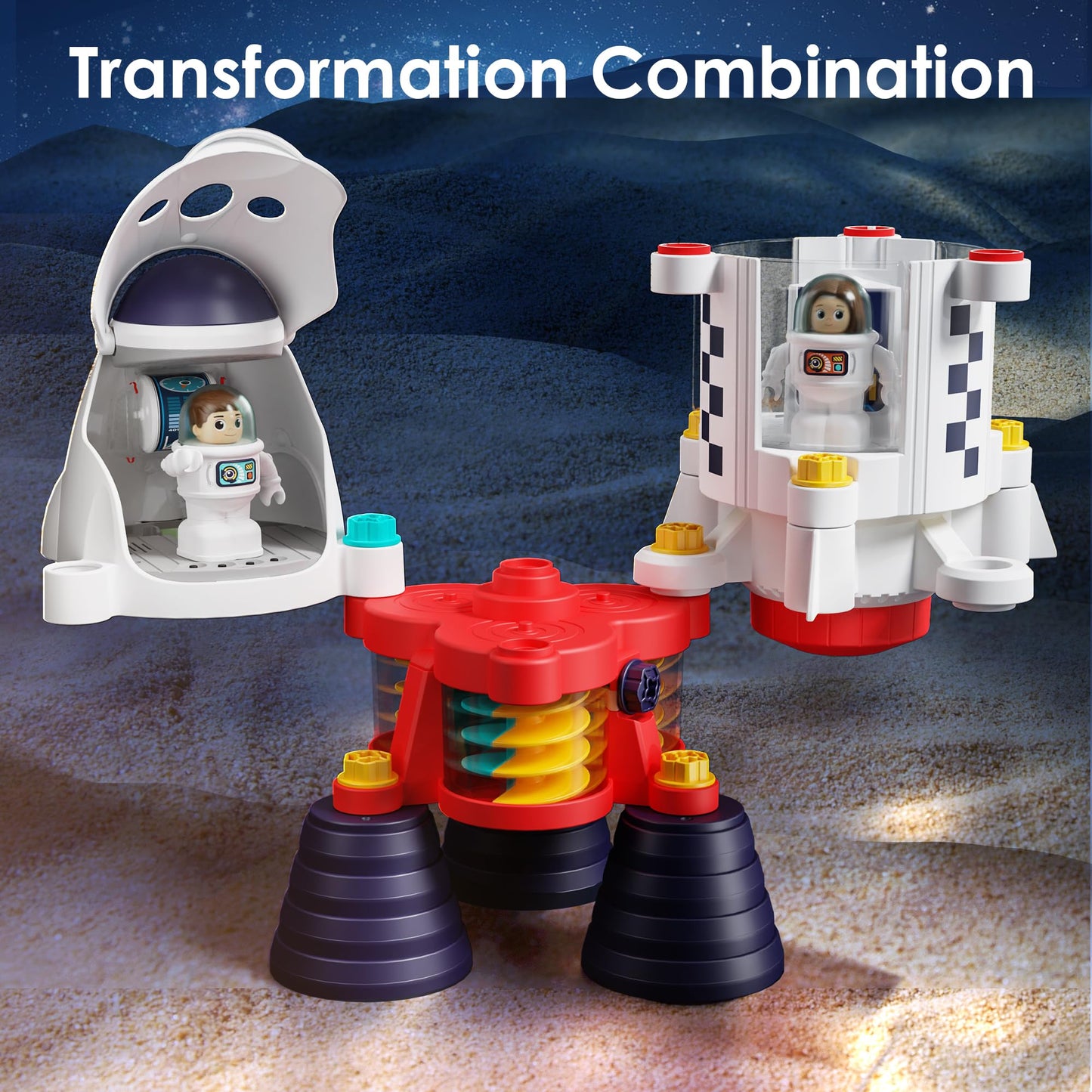 iPlay, iLearn Rocket Space Toy Playset with Shuttle, Electric Drill & 2 Astronauts – STEM Take-Apart Adventure for Kids 3-8